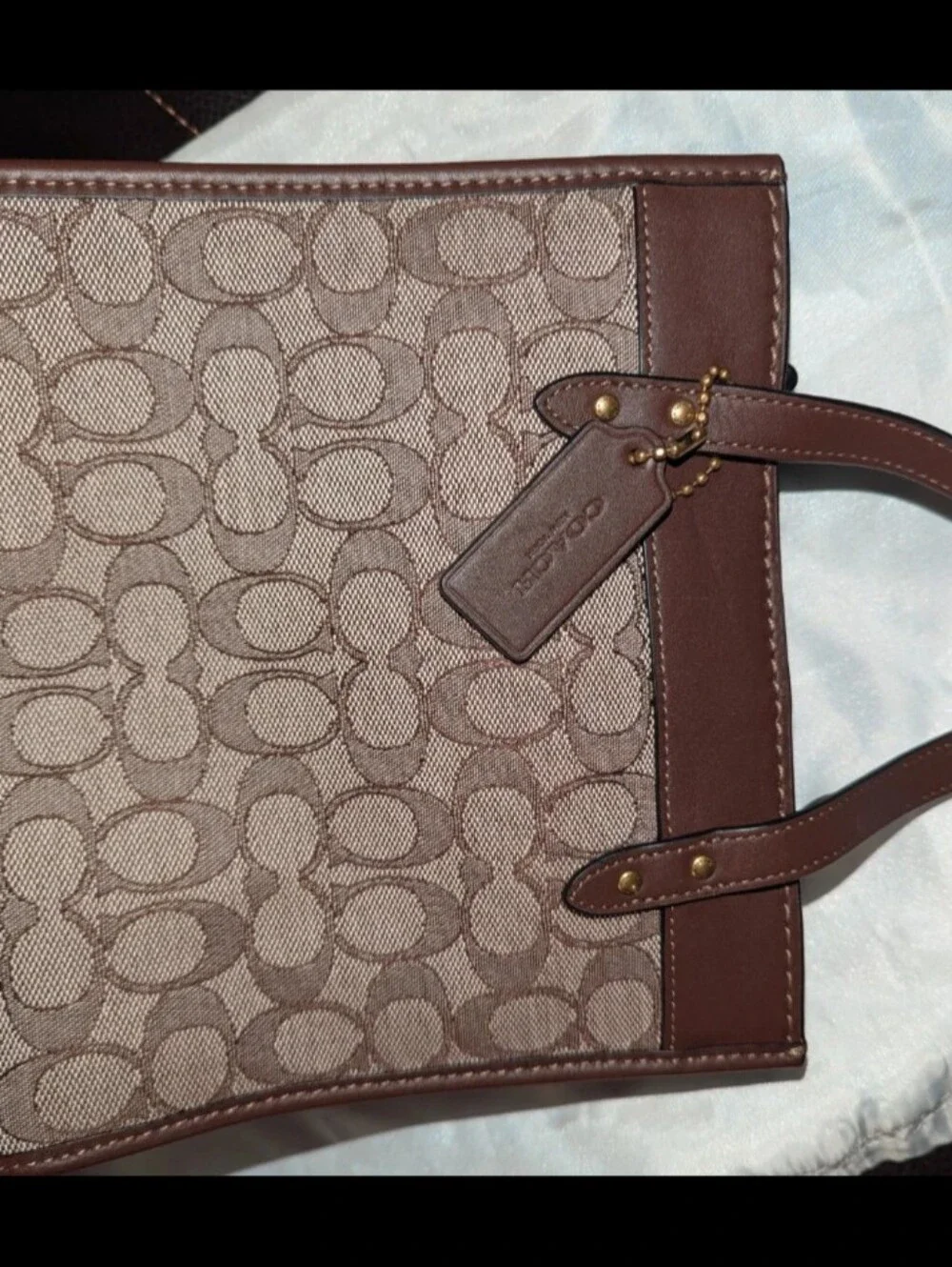 Coach Field Tote 22 Signature Jacquard Canvas & Leather 9
